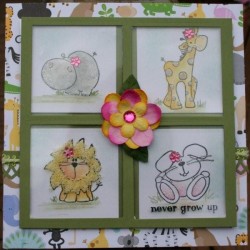 Carolyn Orgar used our AMIMALS.. hippo, giraffe, lion and bunny