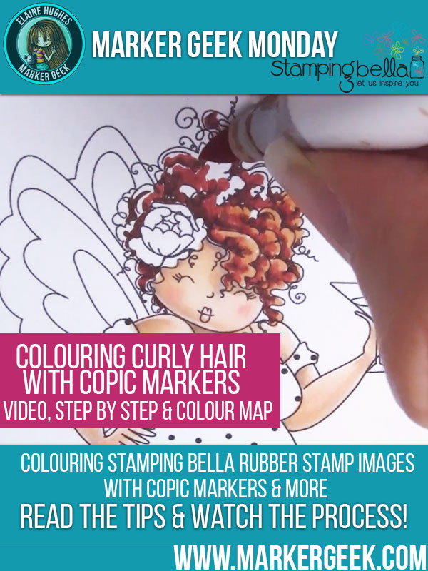 Marker Geek Monday Copic Colouring Easy Curly Hair with Stamping Bella. Click through to read the post and watch a video!