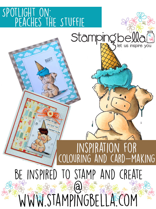 Spotlight On Peaches the Stuffie Rubber Stamps at Stamping Bella. Click through to read the post for card making inspiration!