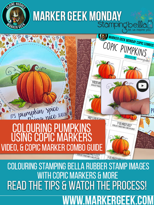 Marker Geek Monday - Copic Colour Combos for Stamping Bella Set of Pumpkins Stamp Set. Click through for a downloadable guide and colouring video!