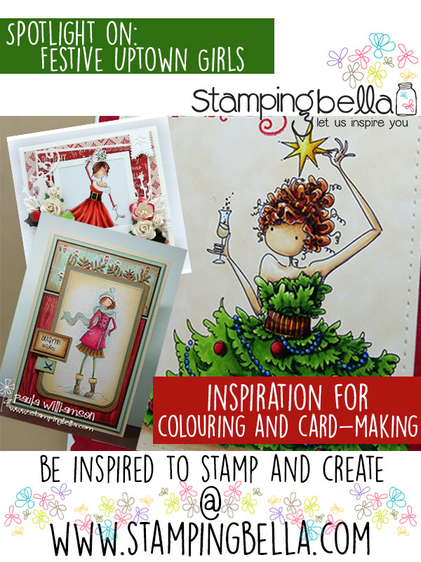 Spotlight On The Uptown Girls Rubber Stamps at Stamping Bella. Click through to read the post for card making inspiration!