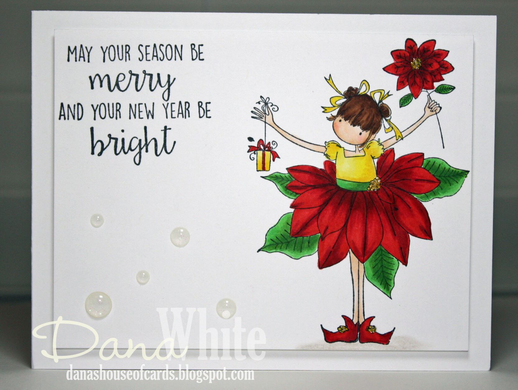 Bellarific Friday DEC 16, 2016- TINY TOWNIE PAMELA the POINSETTIA rubber stamp