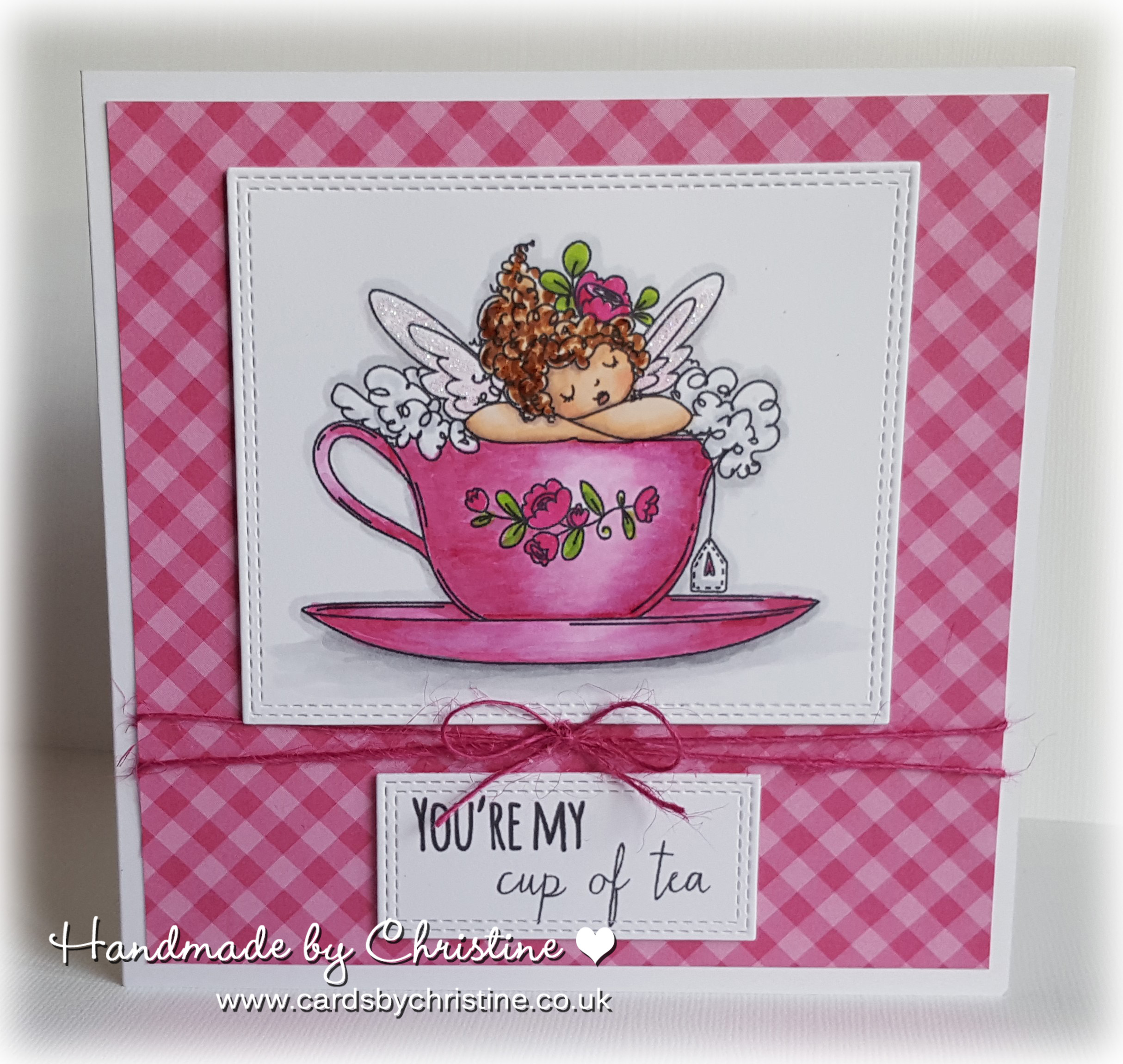 Stamping Bella JANUARY 2017 rubber stamp release-Edna's CUP OF TEA card by Christine Levison