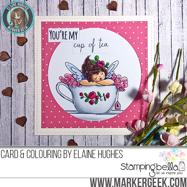 Stamping Bella JANUARY 2017 rubber stamp release-Edna's CUP OF TEA card by Elaine Hughes