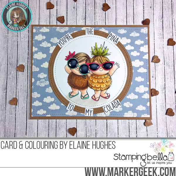 Stamping Bella JANUARY 2017 rubber stamp release-Tropical Squidgies card by ELaine Hughes