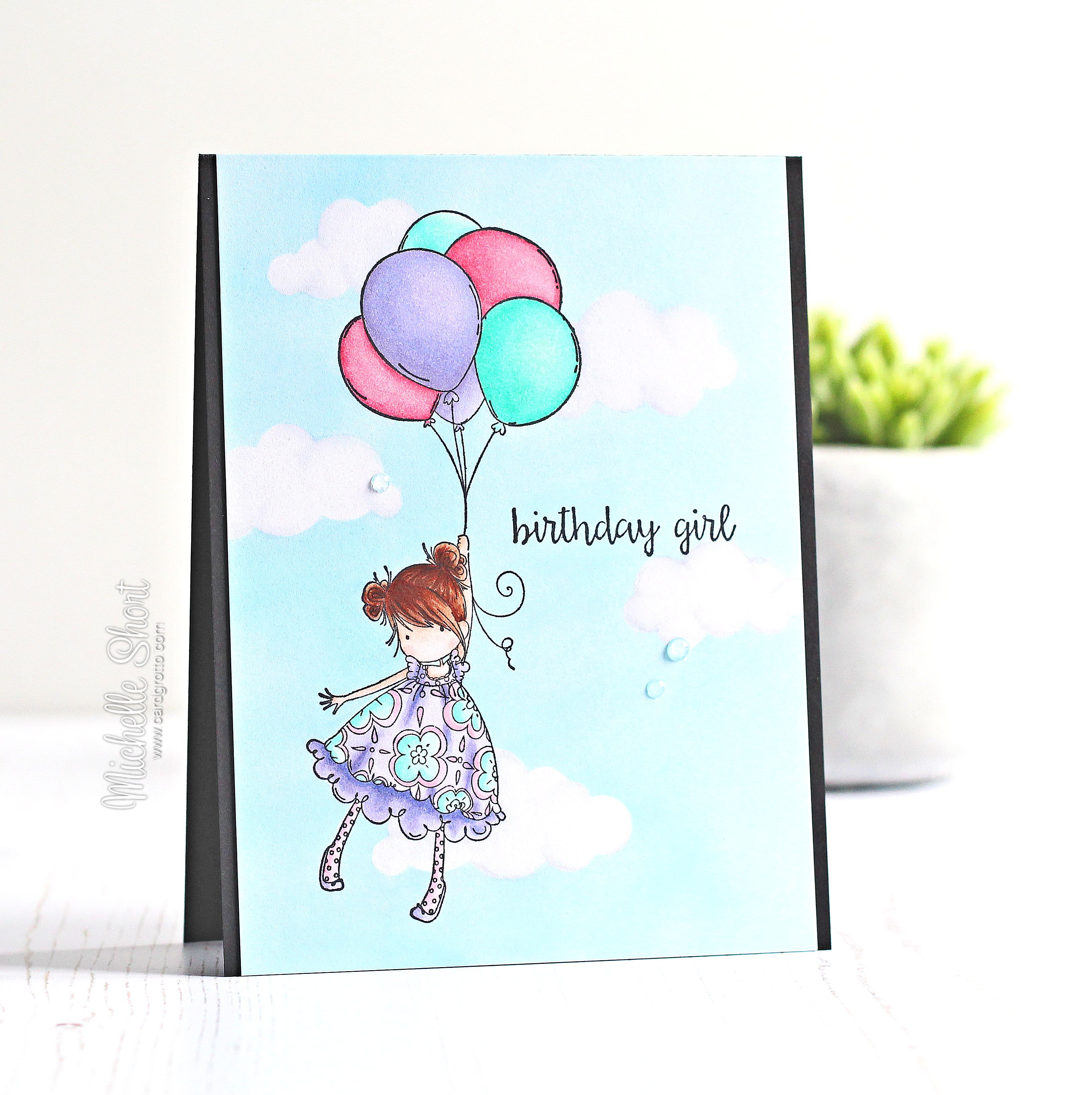 Wonderful Wednesdays with MICHELLE SHORT- RUBBER STAMP USED- Tiny Townie BLOSSOM loves BALLOONS