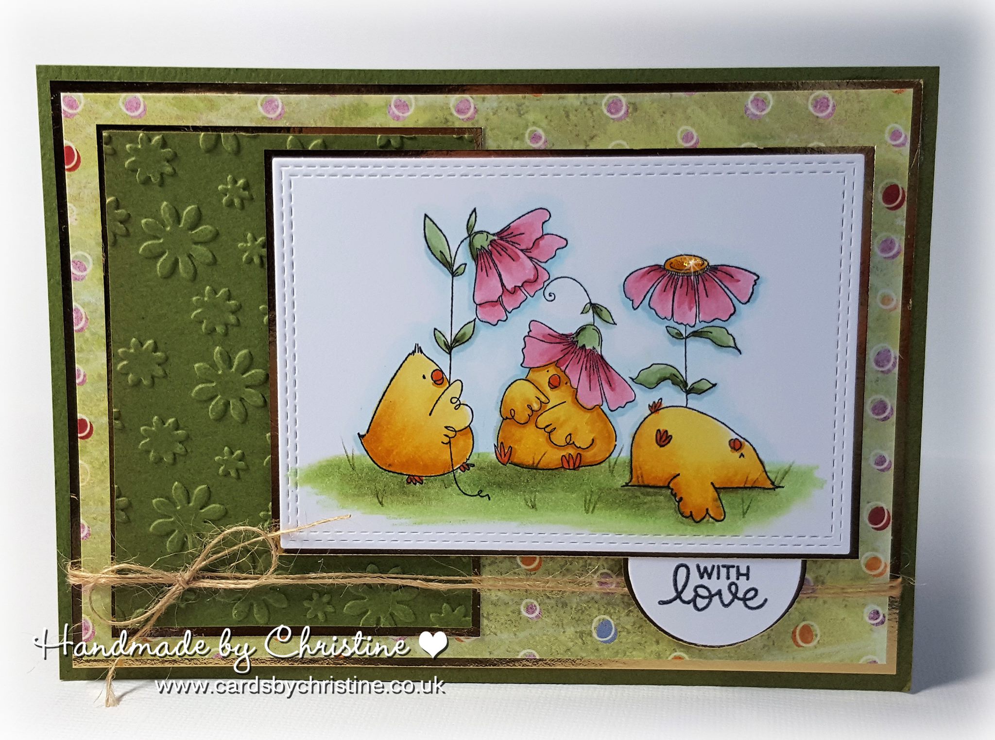 Bellarific Friday February 10 2017 - SKETCH CHALLENGE GARDENING CHICKS Rubber stamp, card by Christine Levison