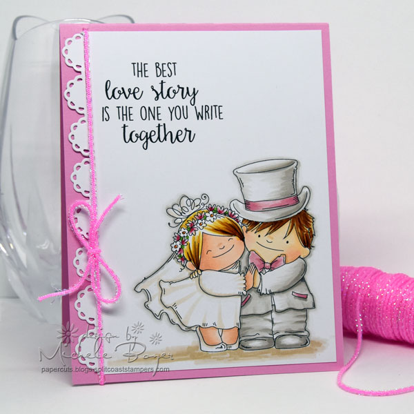 Stamping Bella SPRING 2017 release- LOVE STORY SQUIDGIES RUBBER STAMP. Card by MICHELE BOYER