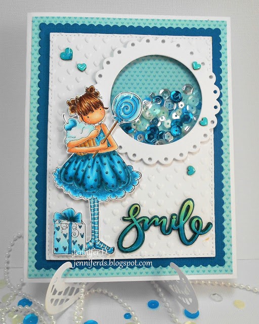 it's WONDERFUL WEDNESDAYS WITH STAMPING BELLA-Tiny Townie Sammy is SWEET shaker card by JENNY DIX