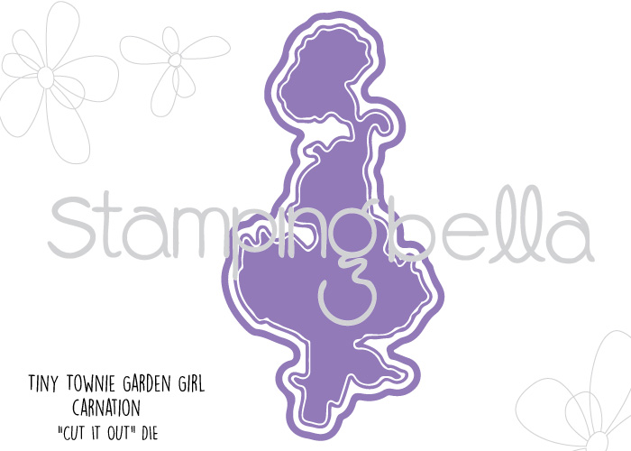 Stamping Bella Sneak Peek March 2017- TINY TOWNIE GARDEN GIRL CARNATION CUT IT OUT DIE