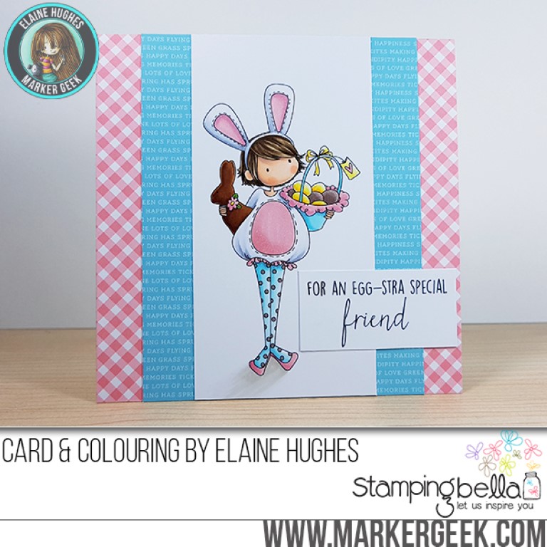 Stampingbella SPRING 2017 RELEASE- TINY TOWNIE ELLA loves EASTER RUBBER STAMP . Card by Elaine Hughes