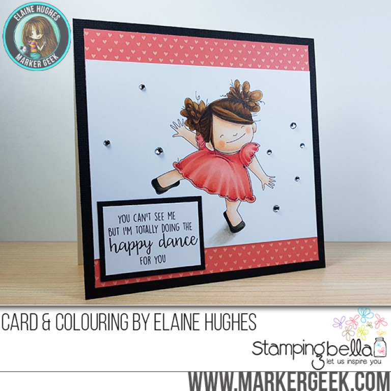 Stamping Bella SPRING 2017 RELEASE-HAPPY DANCE squidgy RUBBER stamp . Card by Elaine Hughes