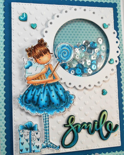 it's WONDERFUL WEDNESDAYS WITH STAMPING BELLA-Tiny Townie Sammy is SWEET shaker card by JENNY DIX