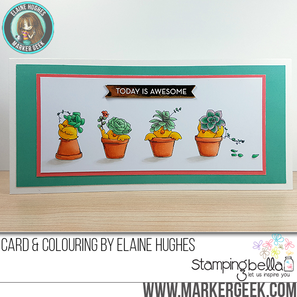 Stamping Bella Sneak Peek March 2017- SUCCULENT CHICKS RUBBER STAMPS. CARD by ELAINE HUGHES