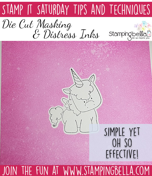 Stamping Bella Stamp It Saturday - Die Cut Masking & Distress Ink Backgrounds with Elaineabella