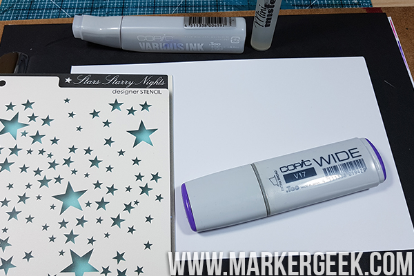 Stamping Bella Marker Geek Monday Copic Colorless Blender & Stencils for Backgrounds