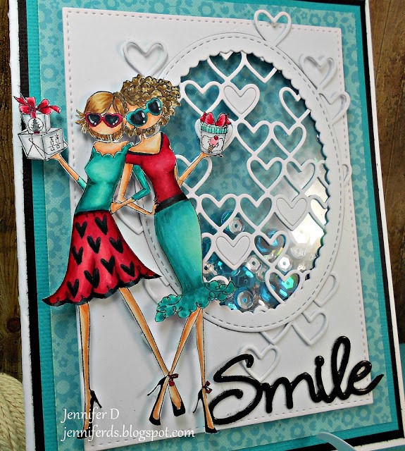 wonderful wednesdays with STAMPING BELLA- rubber stamp used: UPTOWN GALENTINE GIRLS Card made by JENNY DIX