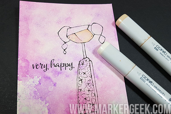 Stamping Bella Marker Geek Monday Copic Colouring over Distress Ink Backgrounds