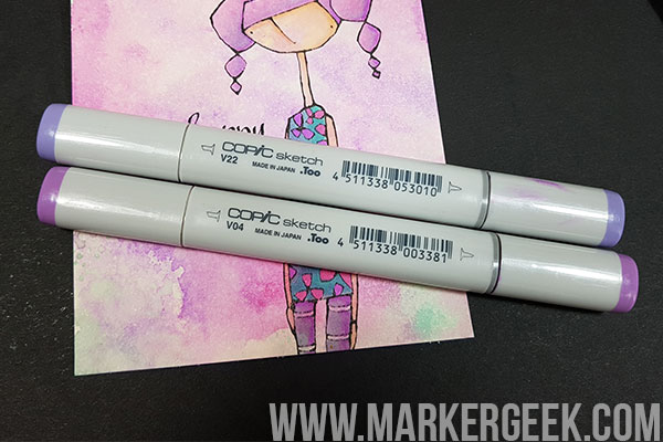 Stamping Bella Marker Geek Monday Copic Colouring over Distress Ink Backgrounds