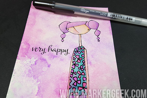 Stamping Bella Marker Geek Monday Copic Colouring over Distress Ink Backgrounds