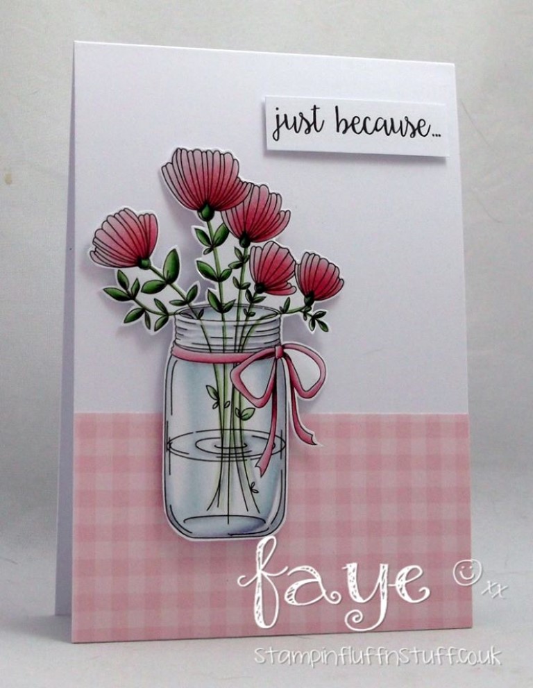 Bellarific Friday with Stamping Bella May 5th 2017- stamp used- MASON JAR OF FLOWERS card by Faye WYNN JONES