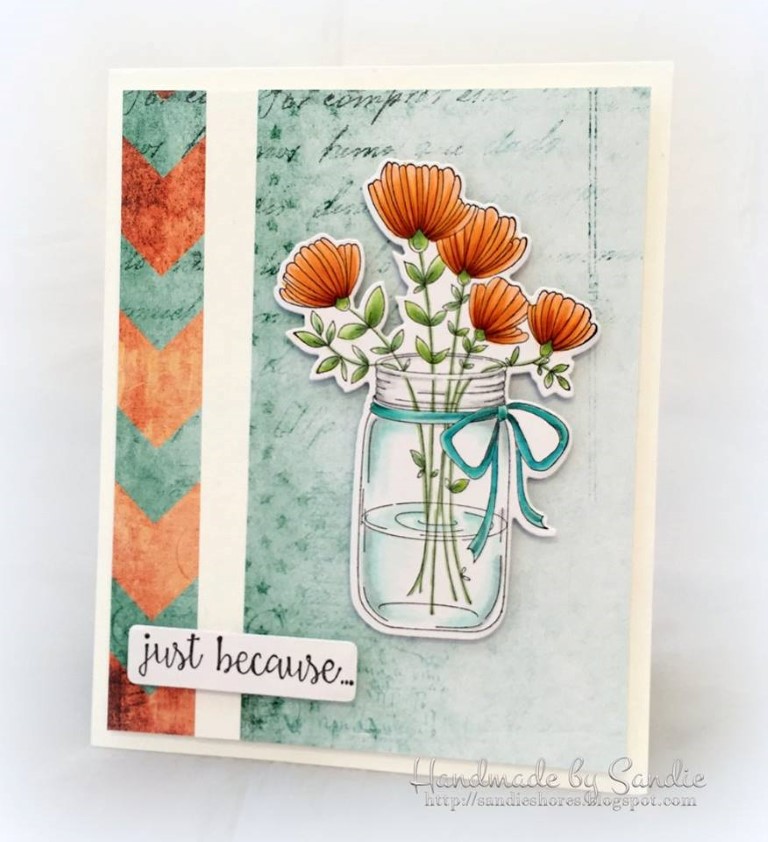 Bellarific Friday with Stamping Bella May 5th 2017- stamp used- MASON JAR OF FLOWERS card by Michele Boyer