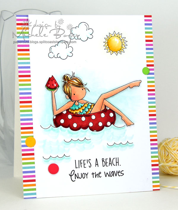 Stamping Bella SUMMER 2017 RELEASE- RUBBER STAMP : TINY TOWNIE FRANCES LOVES TO FLOAT. Card by Michele Boyer