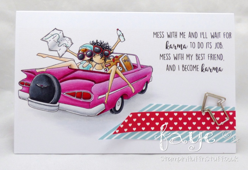 Stamping Bella SUMMER 2017 RELEASE- RUBBER STAMP : UPTOWN GIRLS Thelma and Louise card by Faye Wynn Jones