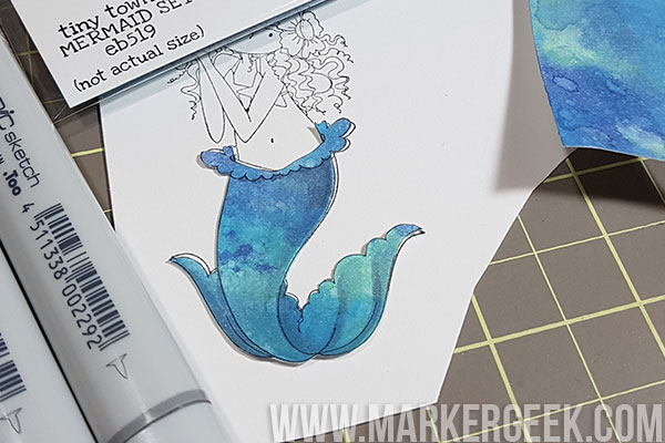 Stamping Bella Stamp It Saturday - Distress Oxide Mermaid Tails plus Copic Colouring Video