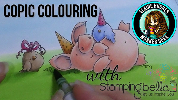 Stamping Bella - Marker Geek Monday - Colouring Petunia has a Party (card and video)