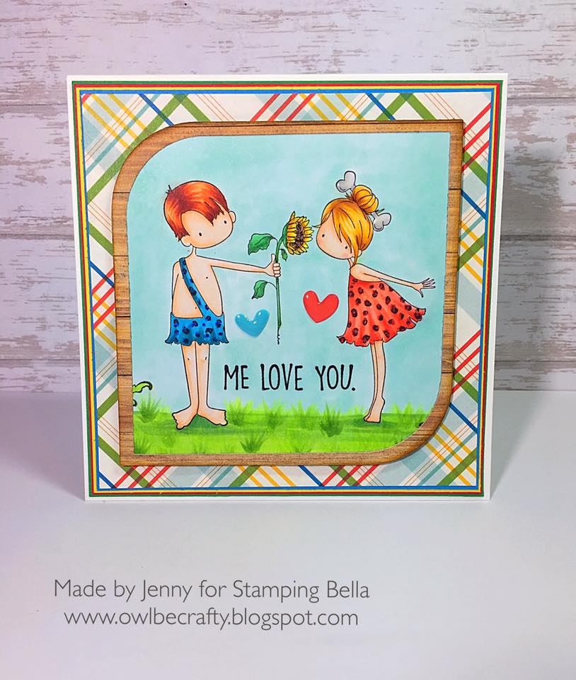 bellarific friday with Stamping Bella AUG 18 2017- rubber stamp used: CAVE COUPLE, card by JENNY BORDEAUX