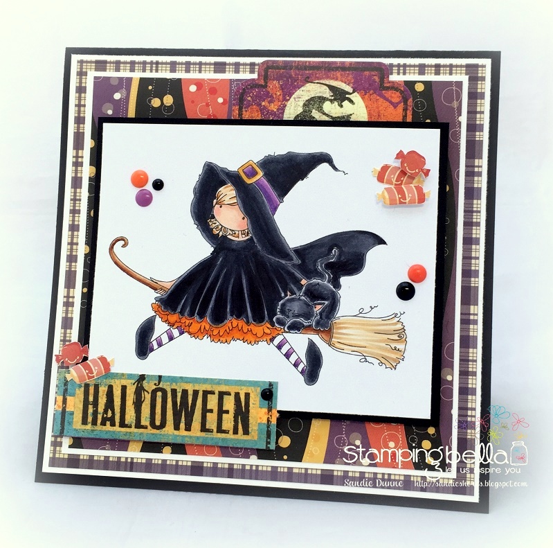 Stamping Bella SNEAK PEEK DAY 1- STAMPS USED: Tiny Townie HATTIE loves HALLOWEEN card by Sandie Dunne