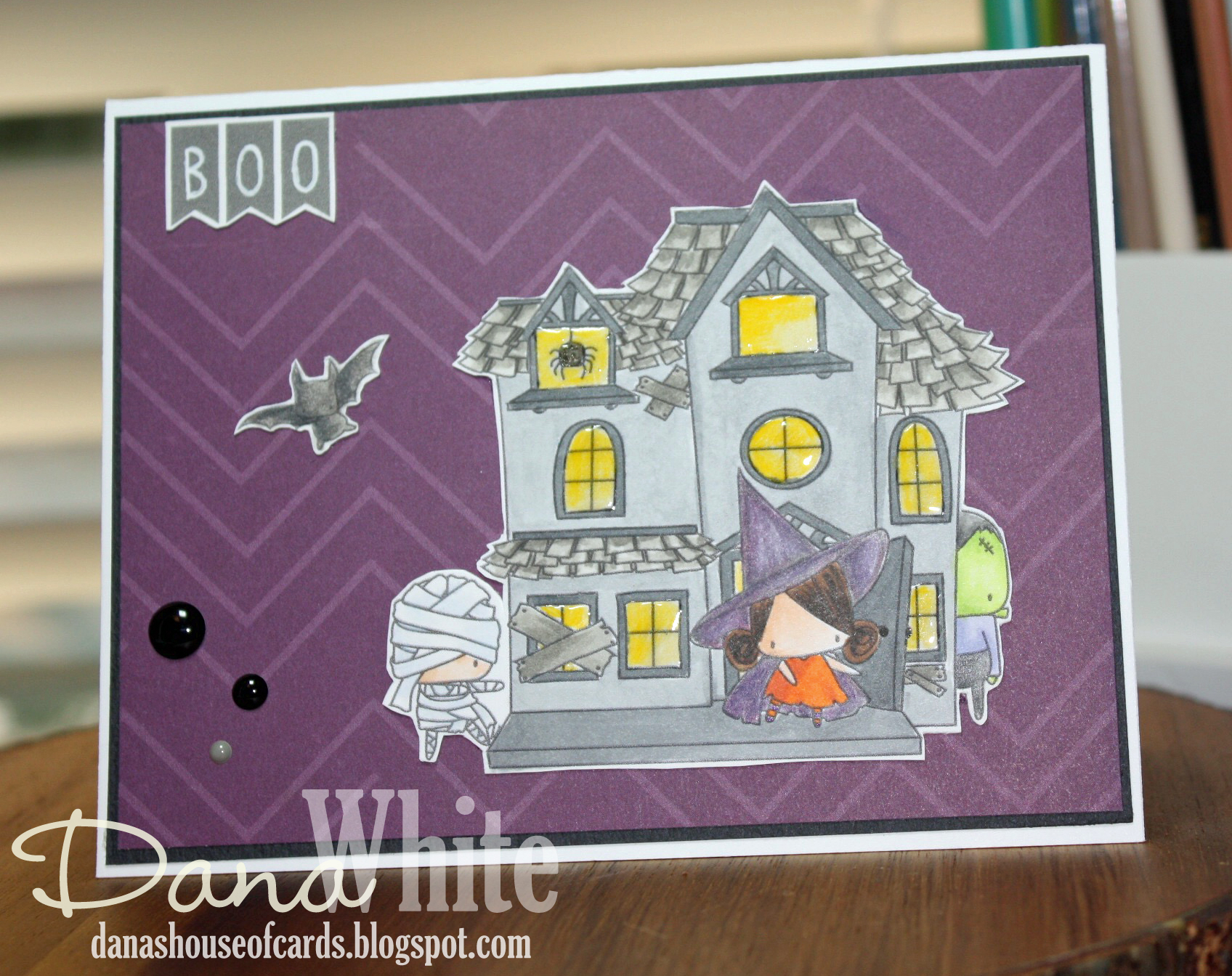 STAMPING BELLA SNEAK PEEK DAY 3- LITTLES HAUNTED HOUSE FULL SCENE RUBBER STAMP card by DANA WHITE