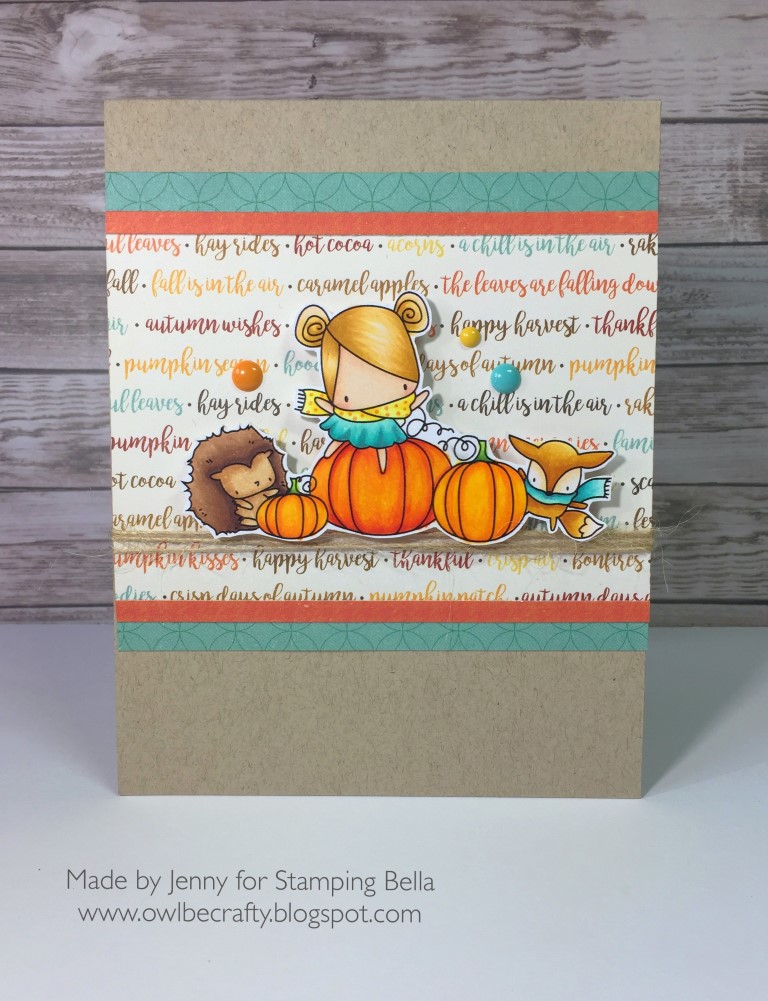 Stamping Bella SNEAK PEEK day 4- THE LITTLES PUMPKIN FRIENDS RUBBER STAMP card by JENNYBELLA