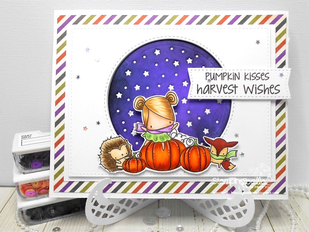 Stamping Bella SNEAK PEEK day 4- THE LITTLES PUMPKIN FRIENDS RUBBER STAMP card by Jenny DIX