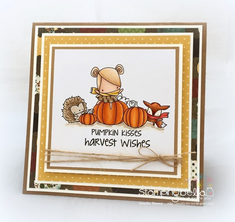 Stamping Bella SNEAK PEEK day 4- THE LITTLES PUMPKIN FRIENDS RUBBER STAMP card by Sandie Dunne