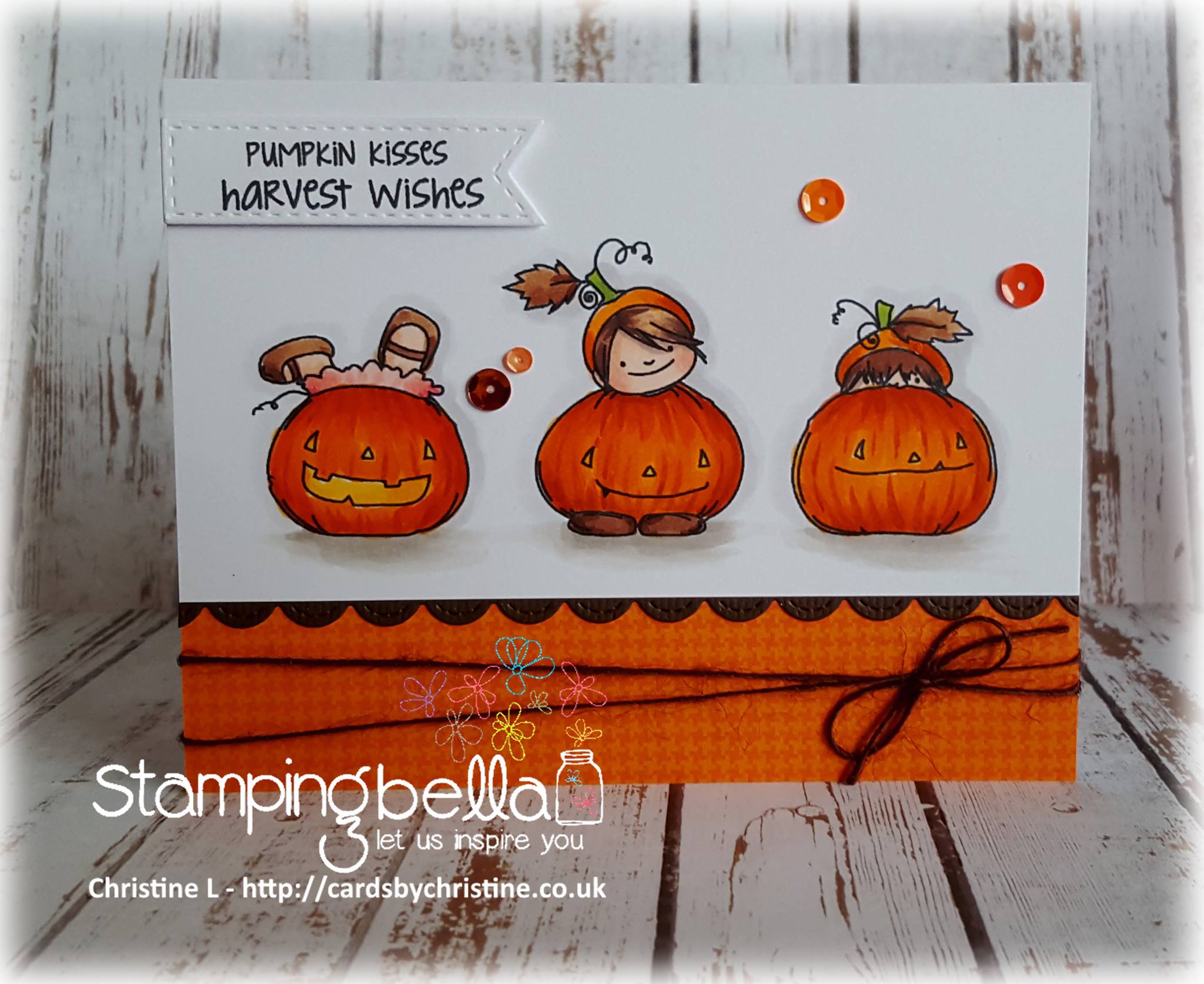 Stamping Bella SNEAK PEEK day 4- SQUIDGY PUMPKIN TRIO RUBBER STAMP card by CHRISTINE LEVISON