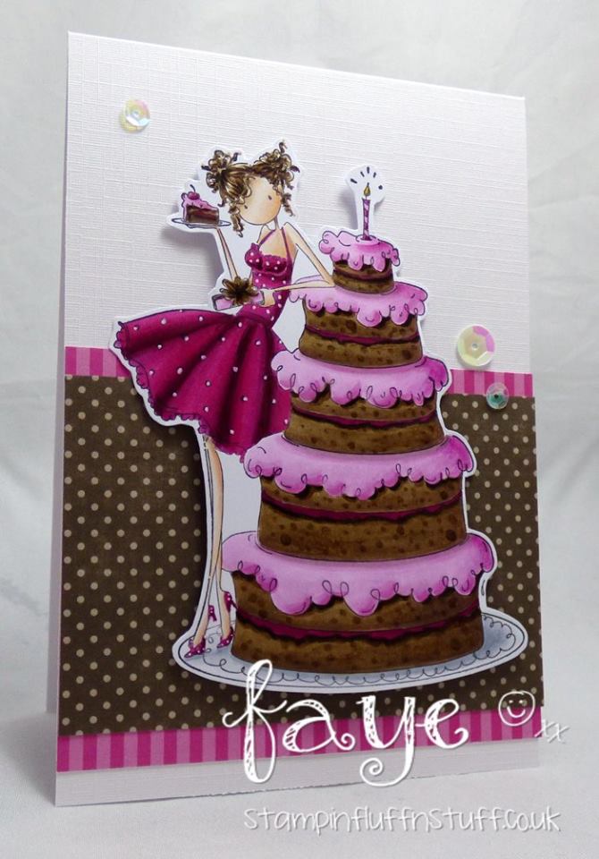 Bellarific Friday challenge with STAMPING BELLA- Rubber stamp used: UPTOWN GIRL BIANCA and her BIG CAKE card made by FAYE WYNN JONES