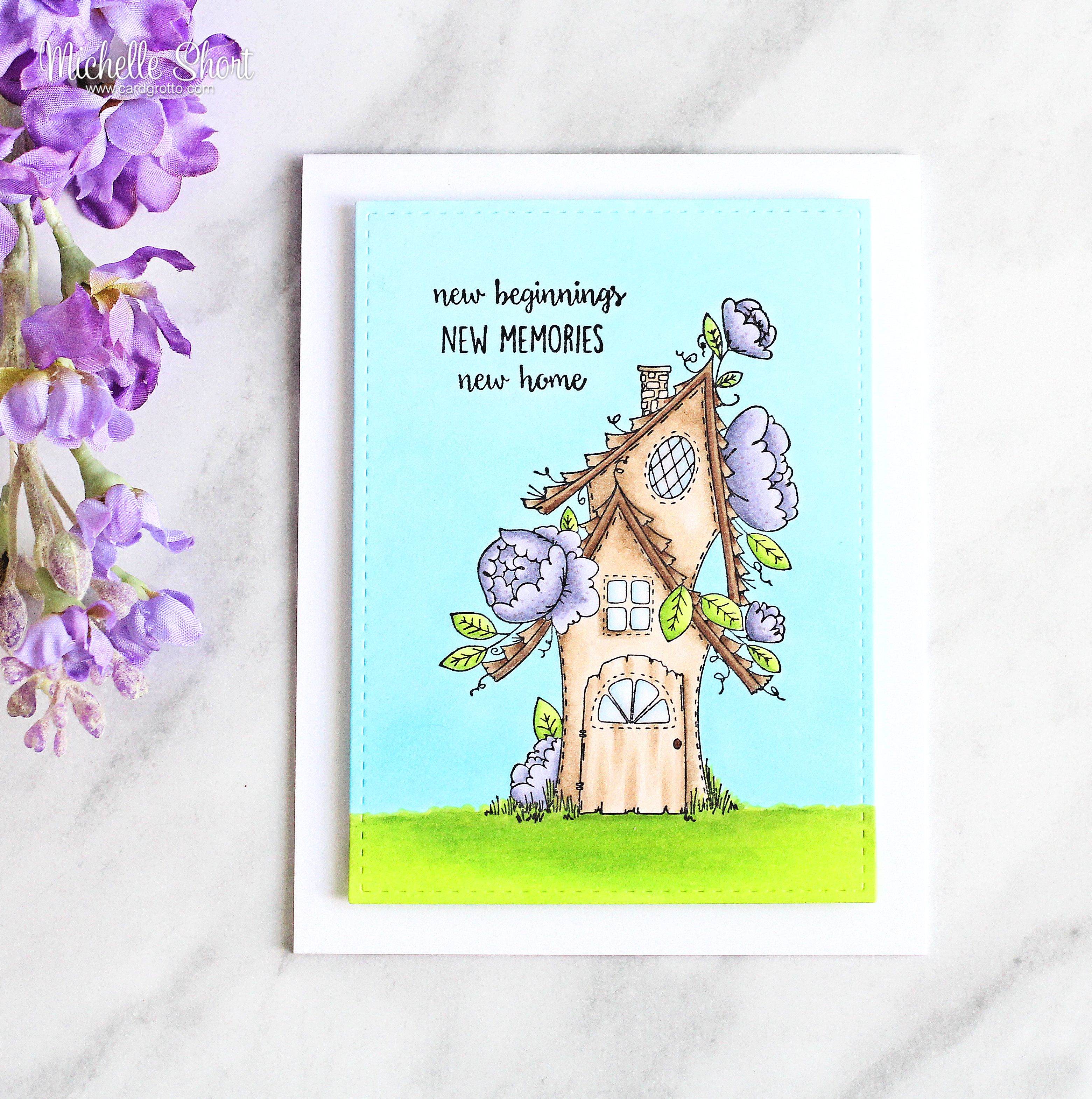 Stamping Bella WONDERFUL WEDNESDAYS WITH: Rubber stamp used: Tiny Townie Fairy Garden Fairy house.. card by Michelle Short