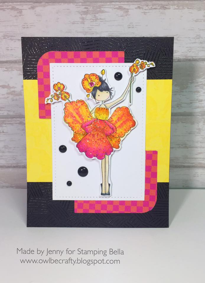 stampingbella BELLARIFIC FRIDAY SEPT 8th 2017 - RUBBER STAMP: TINY TOWNIE GARDEN GIRL ORCHID  card by Jenny Bordeaux