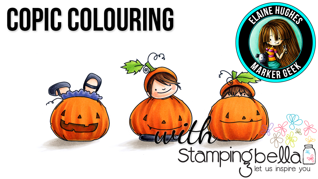 Stamping Bella Marker Geek Monday Squidgy Pumpkin Trio Video & Colouring Pumpkins