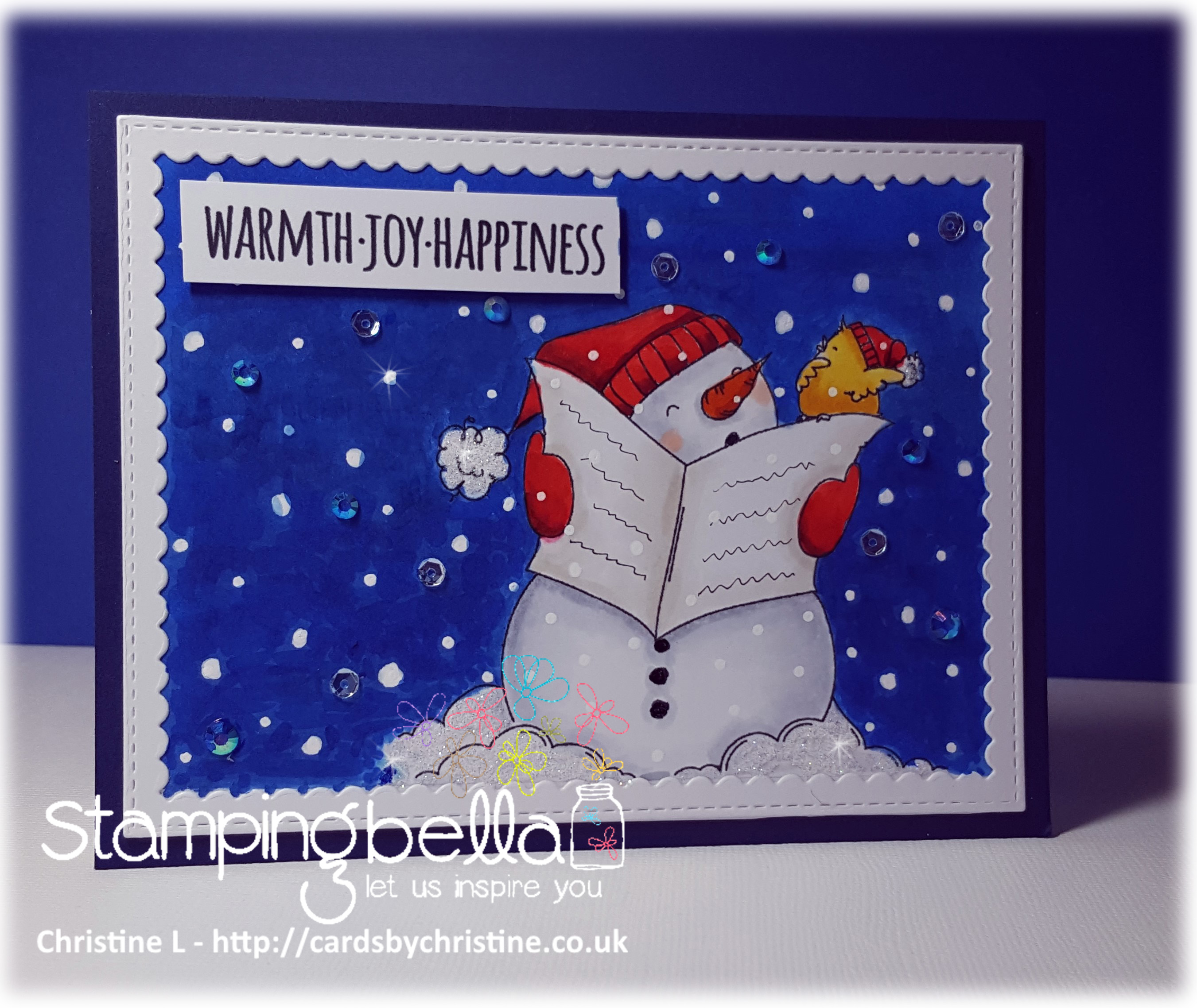 www.stampingbella.com: RUBBER STAMP FEATURED: FALALA and HOLIDAY SENTIMENT SET card by Christine Levison