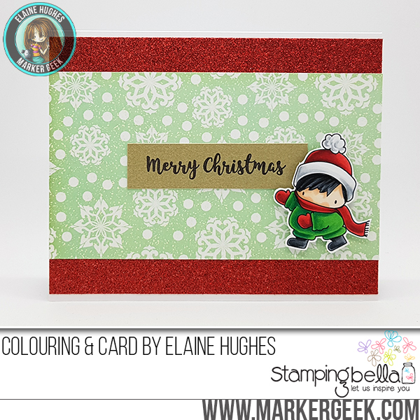 Stamping Bella Rubber stamp: Little Bits SLEDDING SET , HOLIDAY SENTIMENTS SET CARD BY Elaine Hughes