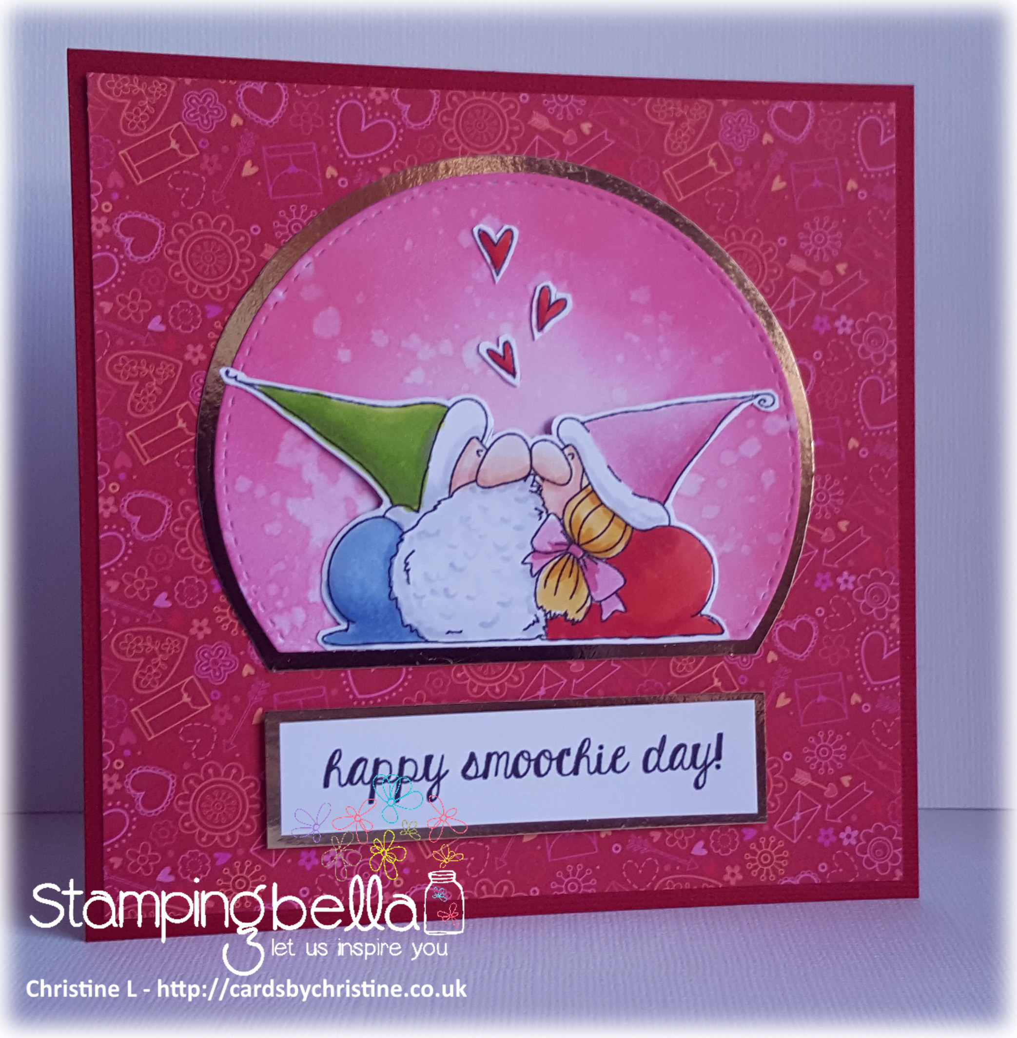 www.stampingbella.com- RUBBER STAMP USED:SMOOCHIE GNOMES, card made by Christine Levison