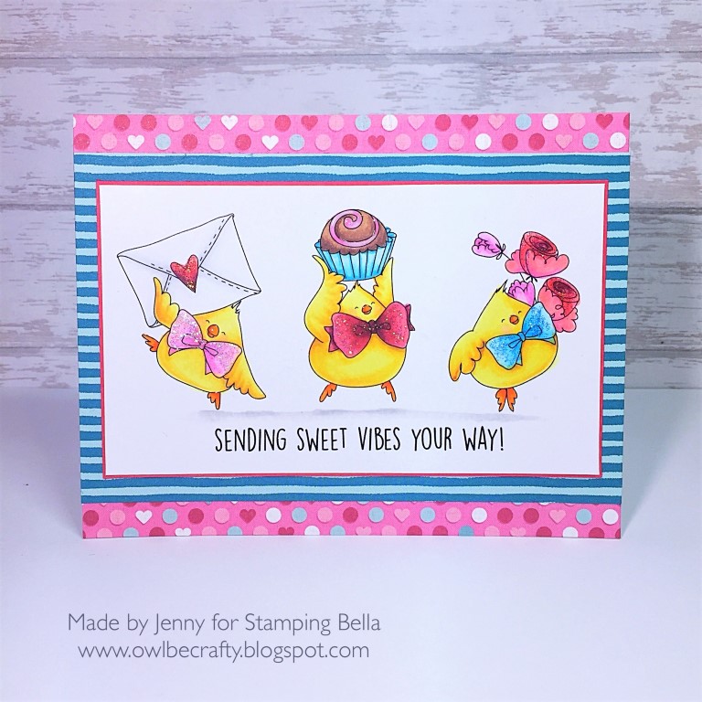 www.stampingbella.com: RUBBER STAMP USED : VALENTINE CHICKS, card made by JENNY BORDEAUX