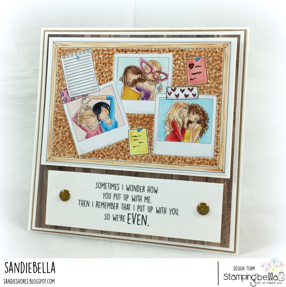 www.stampingbella.com: RUBBER STAMP USED: CORKBOARD BACKDROP, SNAPSHOT MINIS, WASHI TAPE, CARD BY Sandie Dunne