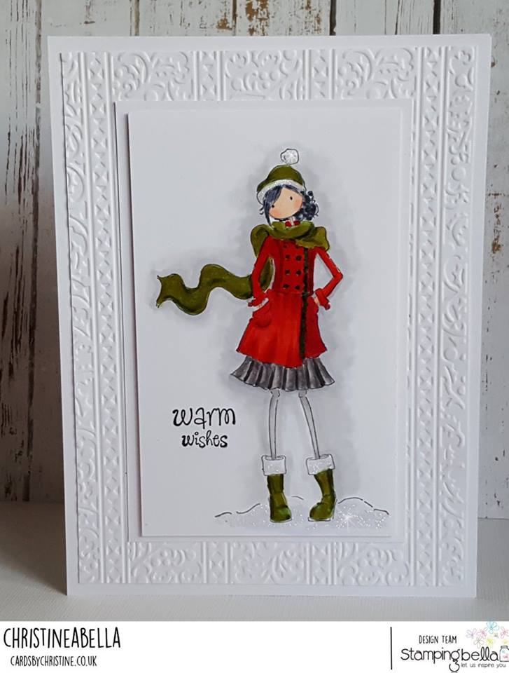 www.stampingbella.com: rubber stamp used:UPTOWN GIRL QUINN AND HER BOOTS, card by CHRISTINE LEVISON