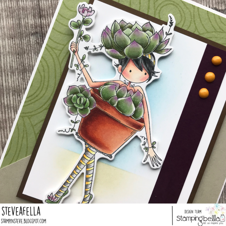 www.stampingbella.com: Rubber stamp used:TINY TOWNIE SUSIE the SUCCULENT, card created by Stephen Kropf