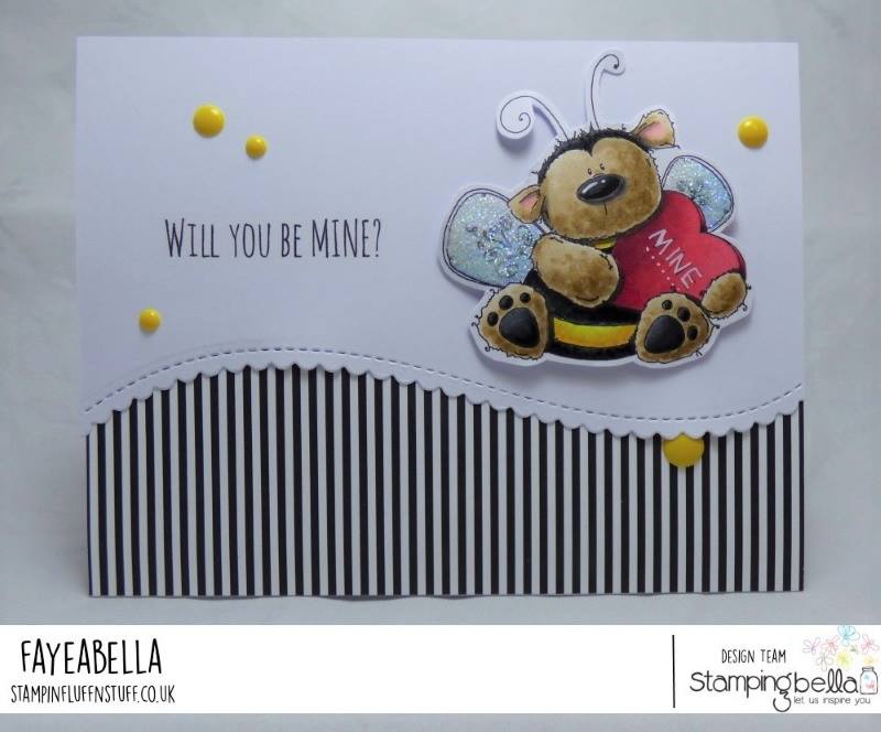 www.stampingbella.com: Rubber stamp used: BEE MINE card by Faye Wynn Jones