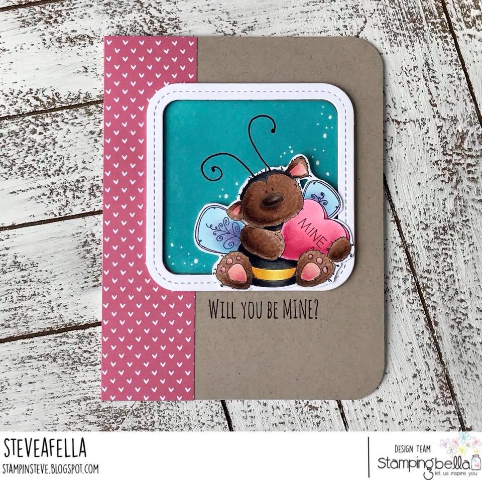 www.stampingbella.com: Rubber stamp used: BEE MINE card by Stephen Kropf